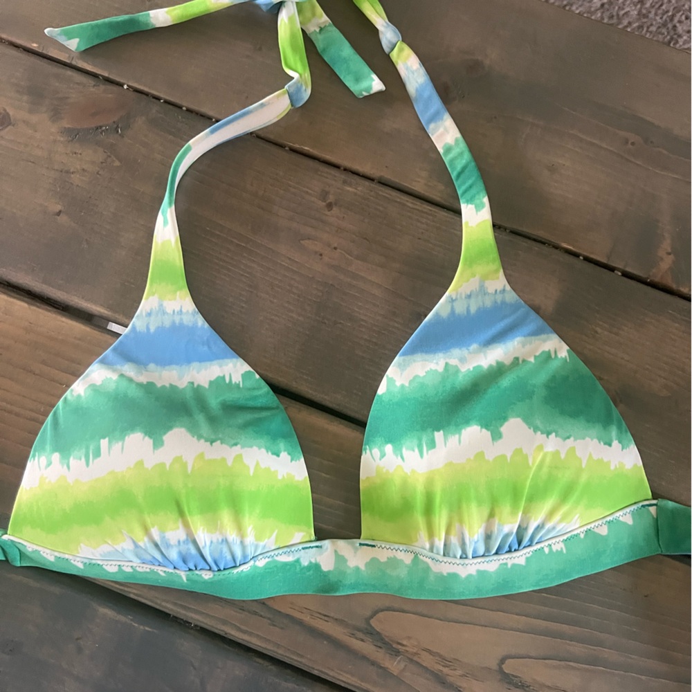 Victoria’s Secret Green and Blue Tie-Dye Bikini Top